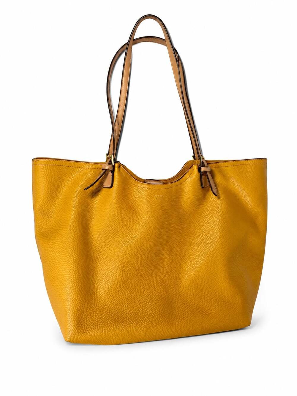 Tutilo Yellow Pebbled Faux Leather Tote Bag